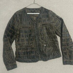 Women's Brown Black Light Weight Quilted Jacket Size Medium